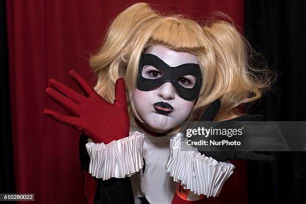 Cosplayer, Mia Skala, as Harley Quinn attends Nerdbot Con, a convention for nerds, geeks and cosplay in Pasadena, California. September 24, 2016