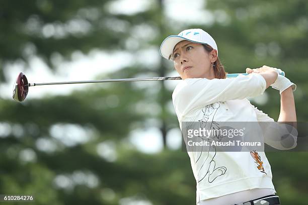 Ji-Hee Lee of South Korea hits her tee shot on the 16th hole during the final round of the Miyagi TV Cup Dunlop Ladies Open 2016 at the Rifu Golf...