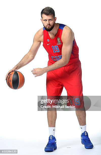 Joel Freeland, #19 of CSKA Moscow poses during the 2016/2017 Turkish Airlines EuroLeague Media Day at USH CSKA on September 23, 2016 in Moscow,...