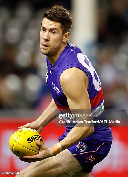 Jordan Russell of the Bulldogs in action during the VFL Grand Final match between Footscray Bulldogs and Casey Scorpions at Etihad Stadium on...