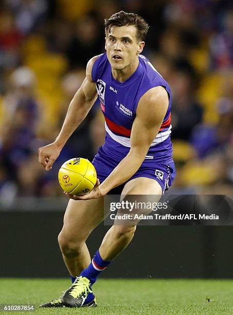 Jed Adcock of the Bulldogs in action during the VFL Grand Final match between Footscray Bulldogs and Casey Scorpions at Etihad Stadium on September...