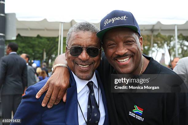 Robert L. Johnson and Donnie Simpson attends the opening of the National Museum of African American History and Culture on September 24, 2016 in...