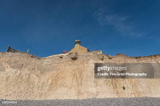 sea erosion of chalk cliffs, birling gap, east sussex - eroded stock pictures, royalty-free photos & images