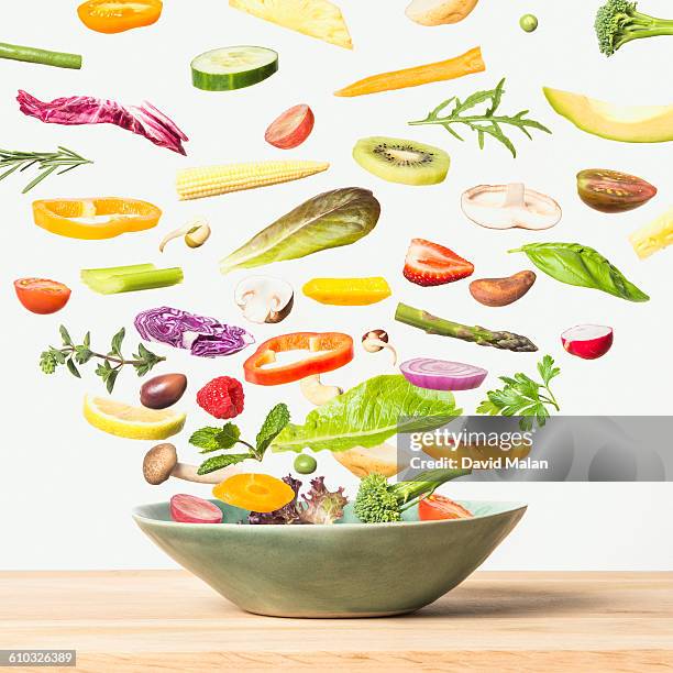 exploded view of a salad - red onion stock pictures, royalty-free photos & images