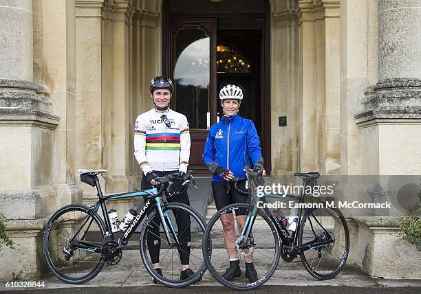 Dame Sarah Storey joins Sophie, Countess of Wessex on the last day of her Diamond Challenge cycle ride on September 25, 2016 near Aylesbury, England....