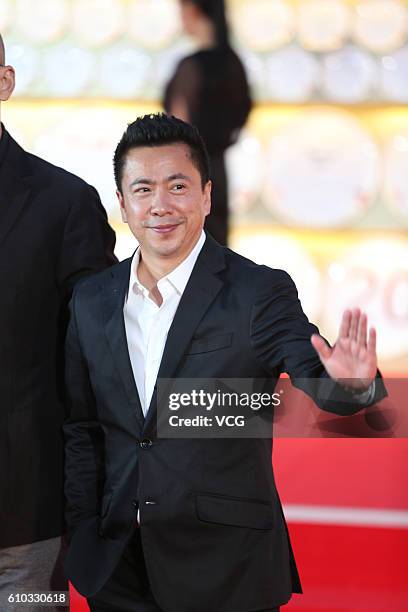 Huayi Brothers Media Corp. CEO Wang Zhonglei arrives at the red carpet of the closing ceremony of the 25th China Golden Rooster & Hundred Flowers...