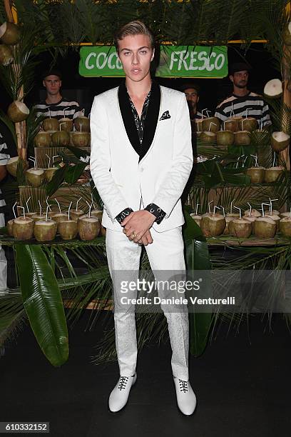 Lucky Blue Smith attends the Dolce And Gabbana show during Milan Fashion Week Spring/Summer 2017 on September 25, 2016 in Milan, Italy.