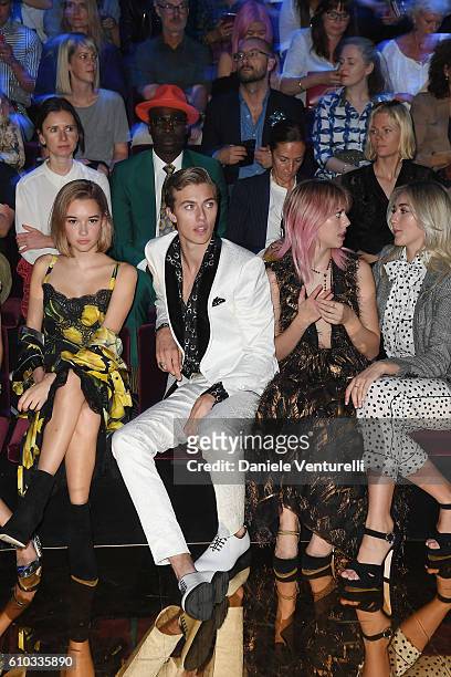 Sarah Snyder, Lucky Blue Smith, attends the Dolce And Gabbana show during Milan Fashion Week Spring/Summer 2017 on September 25, 2016 in Milan, Italy.