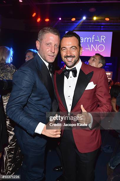 Lapo Elkann and Alessandro Martorana attend the dinner of amfAR Milano 2016 at La Permanente on September 24, 2016 in Milan, Italy.