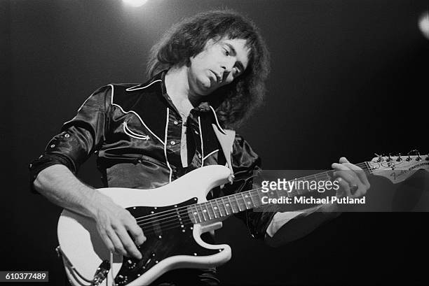 Guitarist Ritchie Blackmore performing with British rock group Rainbow, USA, May 1978.