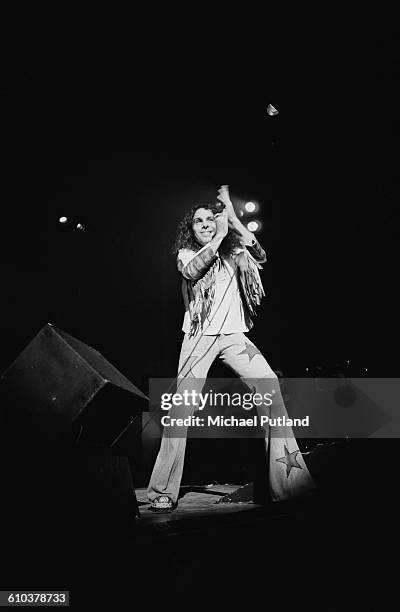 Singer Ronnie James Dio performing with British rock group Rainbow, USA, May 1978.