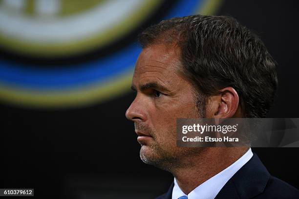 Head coach Frank de Boer of Inter is seen during the UEFA Europa League match between FC Internazionale Milano and Hapoel Beer-Sheva FC at Stadio...