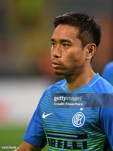 Yuto Nagatomo of Inter in action during the UEFA Europa League match between FC Internazionale Milano and Hapoel Beer-Sheva FC at Stadio Giuseppe...