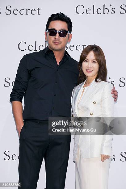 South Korean actor Ha Jung-Woo and Han Gyu-Ri of make-up artist attend the "Celeb's Secret" Launch Photocall on September 22, 2016 in Seoul, South...