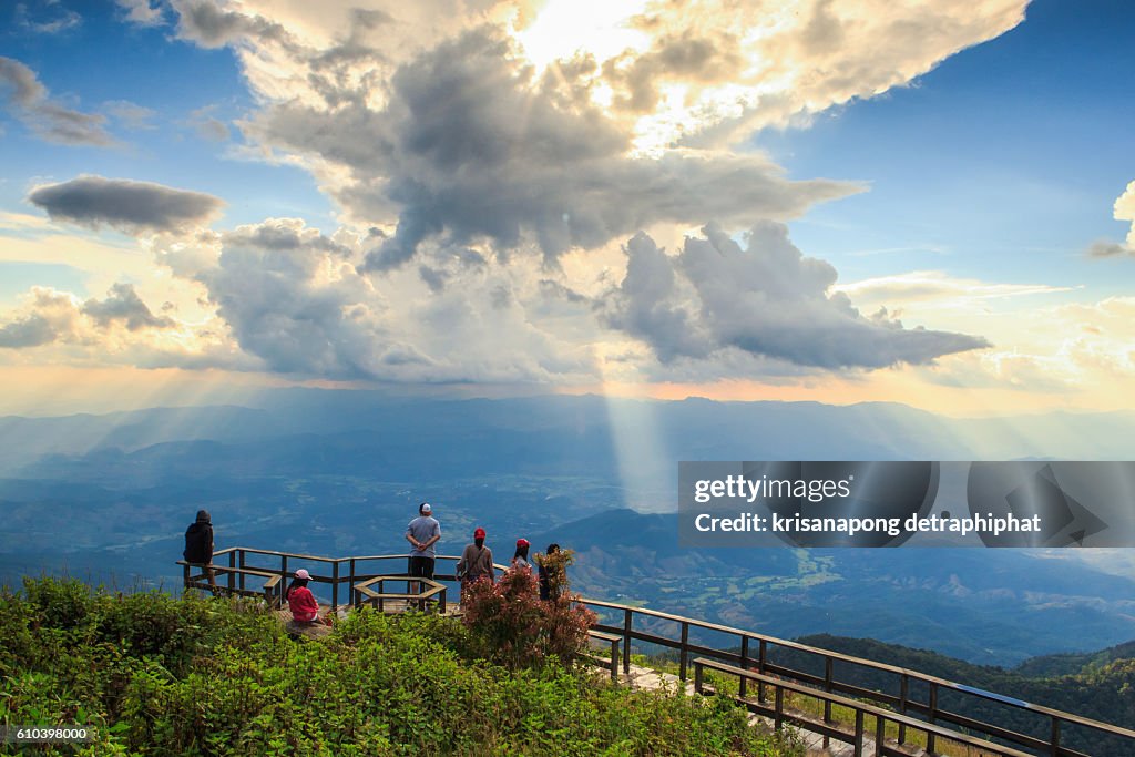 Tourist activities on Kew Mae Pan Doi Inthanon,Thailand.