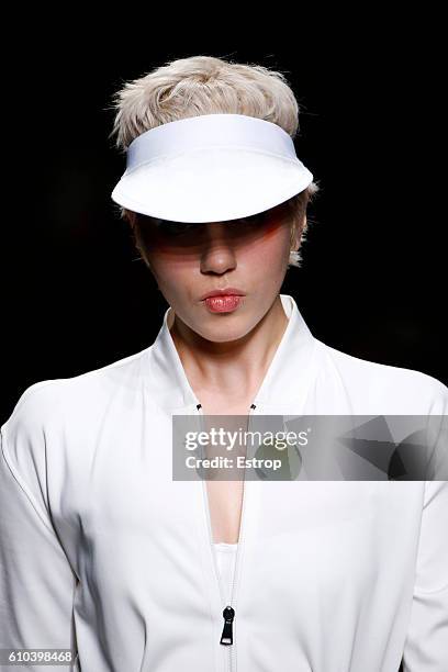 Headwear detail at the Max Mara show Milan Fashion Week Spring/Summer 2017 on September 22, 2016 in Milan, Italy.