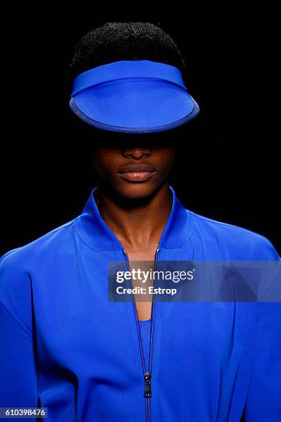 Headwear detail at the Max Mara show Milan Fashion Week Spring/Summer 2017 on September 22, 2016 in Milan, Italy.