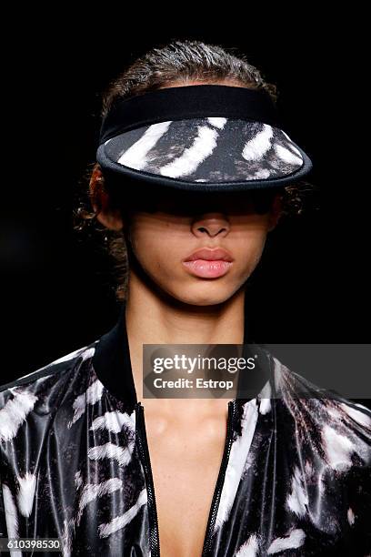 Headwear detail at the Max Mara show Milan Fashion Week Spring/Summer 2017 on September 22, 2016 in Milan, Italy.