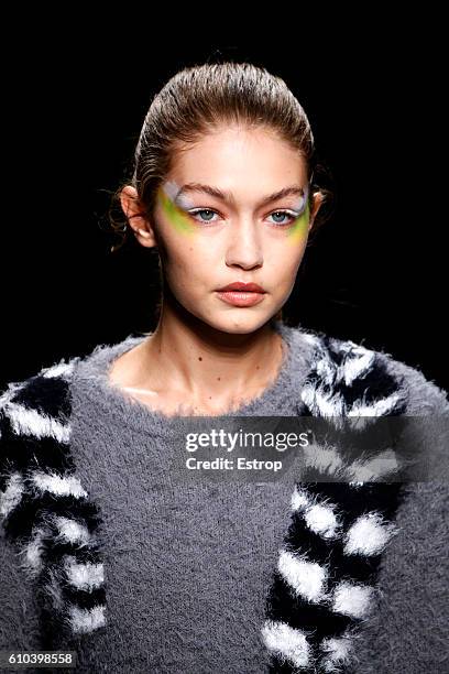 Make-up detail at the Max Mara show Milan Fashion Week Spring/Summer 2017 on September 22, 2016 in Milan, Italy.