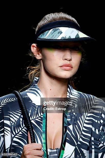 Headwear detail at the Max Mara show Milan Fashion Week Spring/Summer 2017 on September 22, 2016 in Milan, Italy.