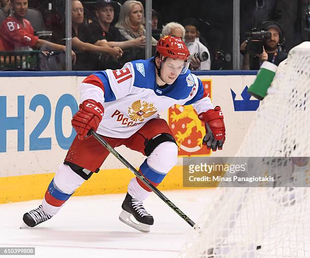 Vladimir Tarasenko of Team Russia skates against Team North America during the World Cup of Hockey 2016 at Air Canada Centre on September 19, 2016 in...