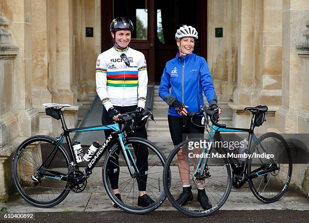 Sophie, Countess of Wessex, accompanied by Paralympic gold medalist Dame Sarah Storey, poses for a photograph before departing RAF Halton on the last...