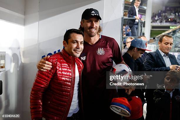 Ahmed Hassan and Nicolas Frutos pictured during Jupiler Pro League match between RSC Anderlecht and KVC Westerlo on september 25, 2016 in Brussels,...