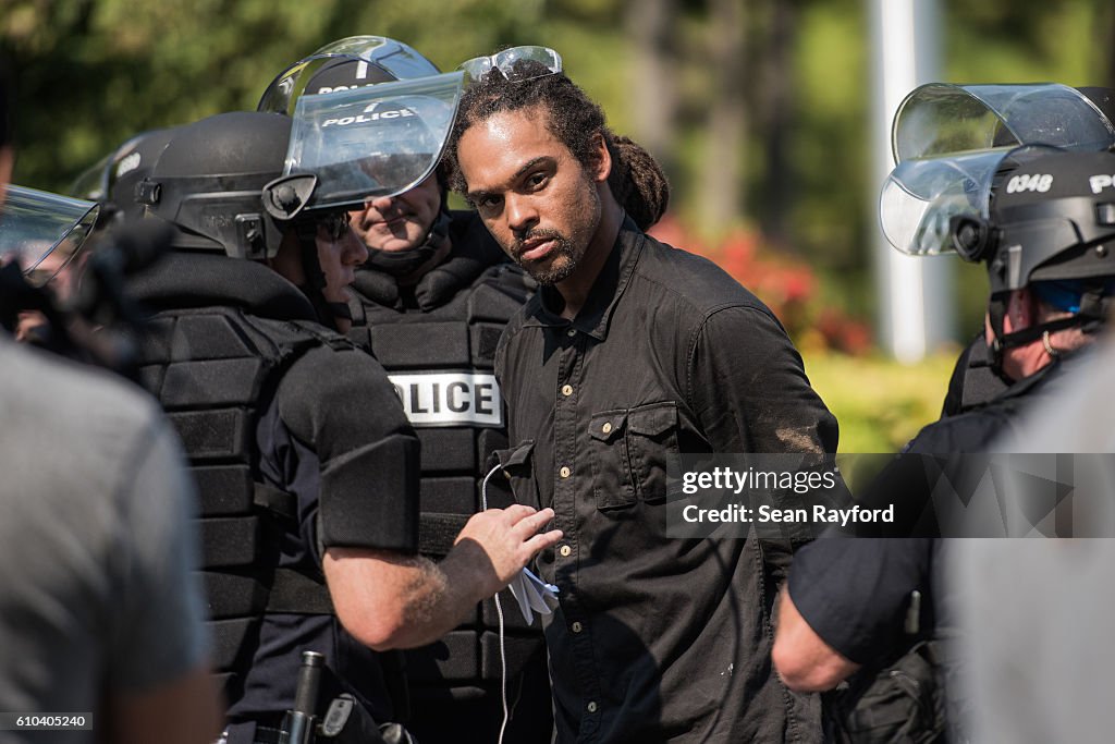 Protesters Demonstrate Against Police Shooting During Panthers Football Game In Charlotte