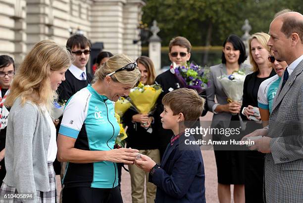 Sophie, Countess of Wessex with her family James, Viscount Severn, Lady Louise Windsor and Edward, Earl of Wessex in the forecourt of Buckingham...