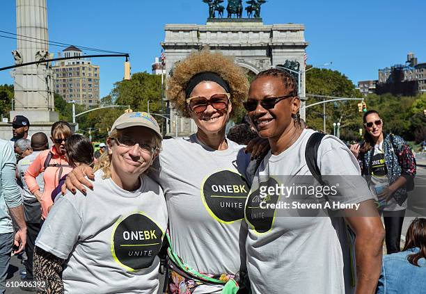 Marla Simpson, Michaela Angela Davis and Janelle Ferris attend the 2016 One BK Unite Walk at Prospect Park on September 25, 2016 in New York City.