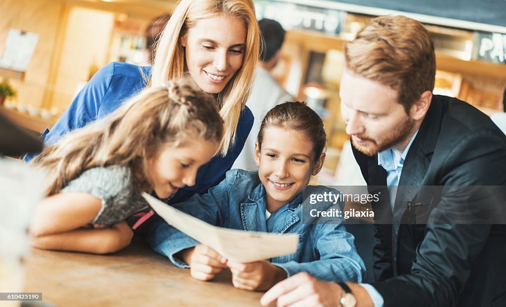 Family at a restaurant.