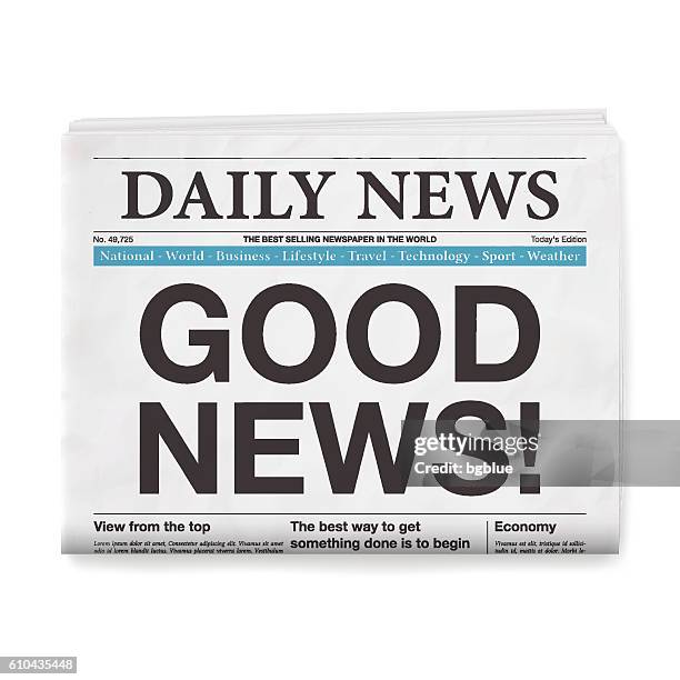 stockillustraties, clipart, cartoons en iconen met good news! headline. newspaper isolated on white background - front page