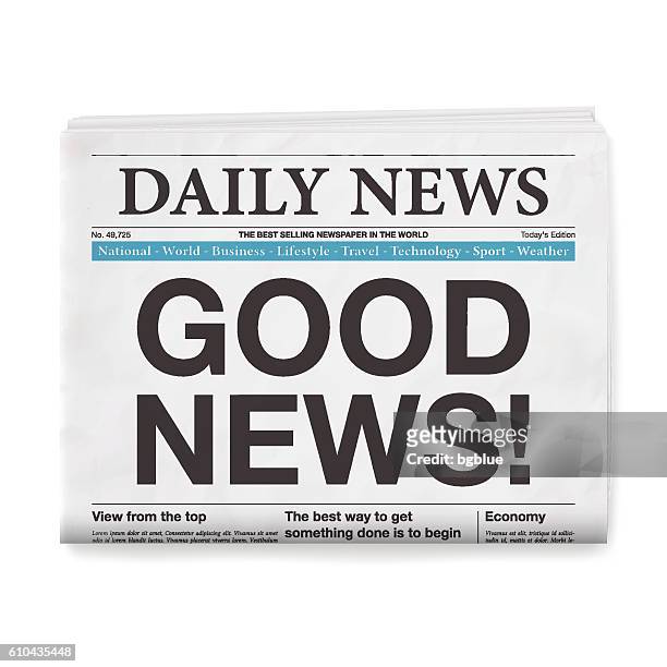 good news! headline. newspaper isolated on white background - happy surprise stock illustrations