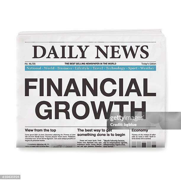 financial growth headline. newspaper isolated on white background - years since clinton lewinsky scandal broke stock illustrations