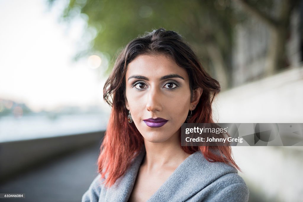 Portrait of transgender female looking towards camera