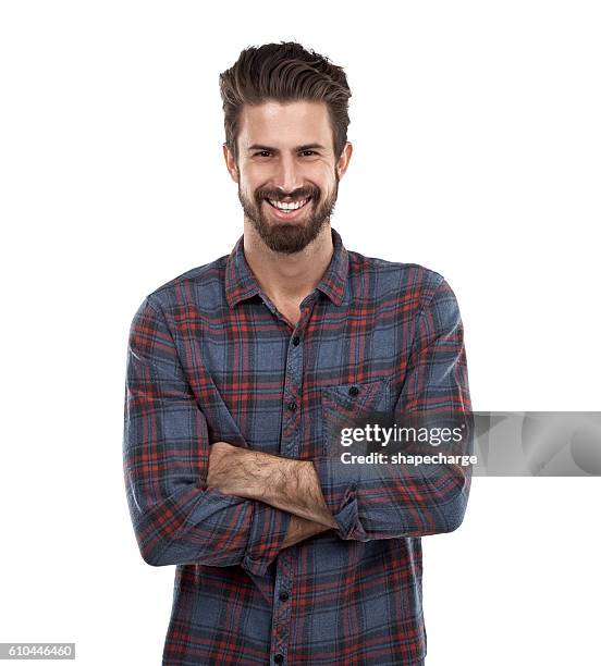 cool causal style - bearded man stockfoto's en -beelden