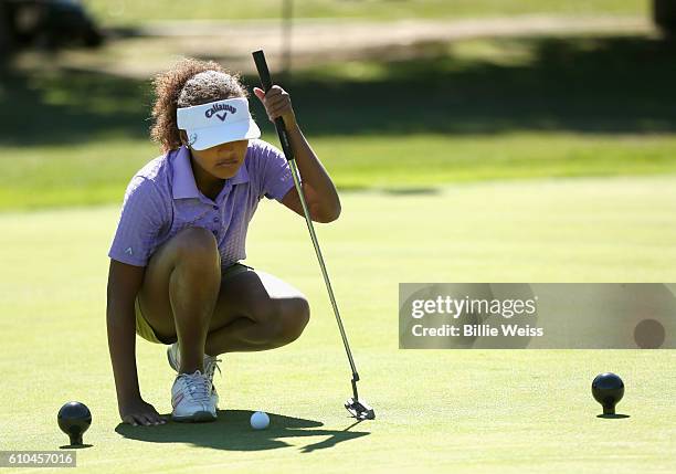 Second place winner Mia Homberger in the girls 12-13 Overall Competition in action during a regional round of the Drive, Chip, and Putt Championship...