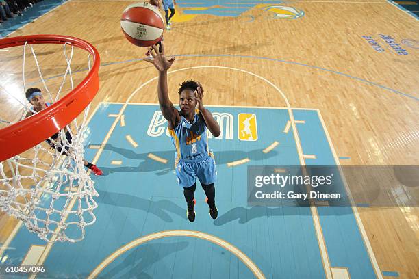 Clarissa dos Santos of the Chicago Sky shoots the ball against the Atlanta Dream during Round Two of the 2016 WNBA Playoffs on September 25, 2016 at...