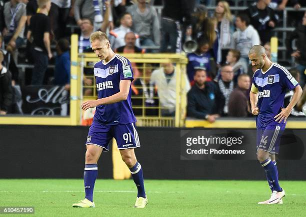 Lukas Teodorczyk forward of RSC Anderlecht and Sofiane Hanni midfielder of RSC Anderlecht looks dejected BRUSSELS pictured during Jupiler Pro League...