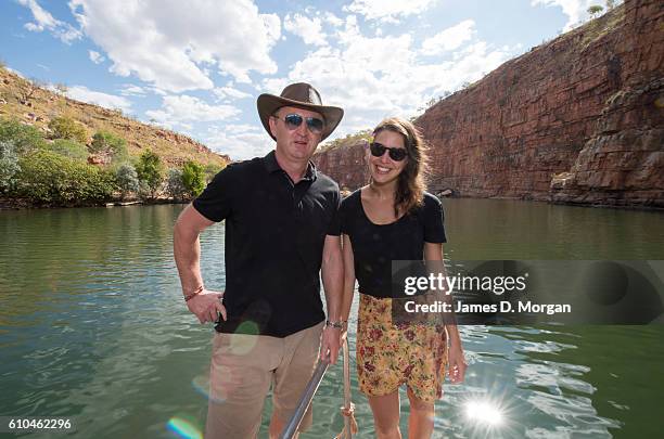 Australian restaurateur Luke Mangan with his winning CEO , Melbournian Sofia Levin on September 24, 2016 in El Questro Station, Australia.