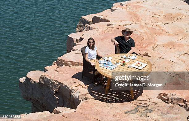 Australian restaurateur Luke Mangan with his winning CEO , Melbournian Sofia Levin on September 24, 2016 in El Questro Homestead, Australia.