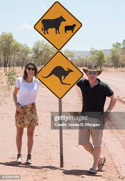 Australian restaurateur Luke Mangan with his winning CEO , Melbournian Sofia Levin on September 24, 2016 in El Questro Station, Australia.