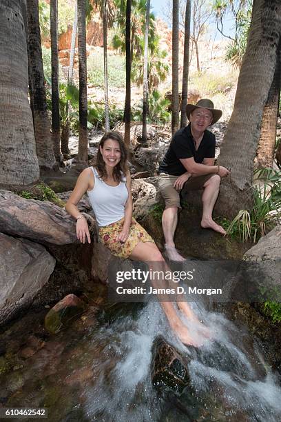 Australian restaurateur Luke Mangan with his winning CEO , Melbournian Sofia Levin on September 24, 2016 in El Questro Station, Australia.