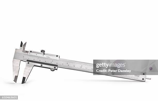 vernier gauge calliper with copy space - calibrador fotografías e imágenes de stock