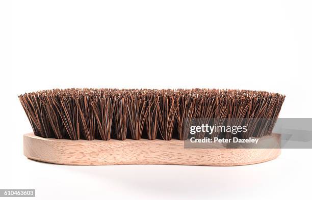 scrubbing brush on white - scrubbing brush stock pictures, royalty-free photos & images