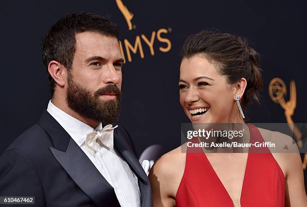Actors Tom Cullen and Tatiana Maslany arrive at the 68th Annual Primetime Emmy Awards at Microsoft Theater on September 18, 2016 in Los Angeles,...