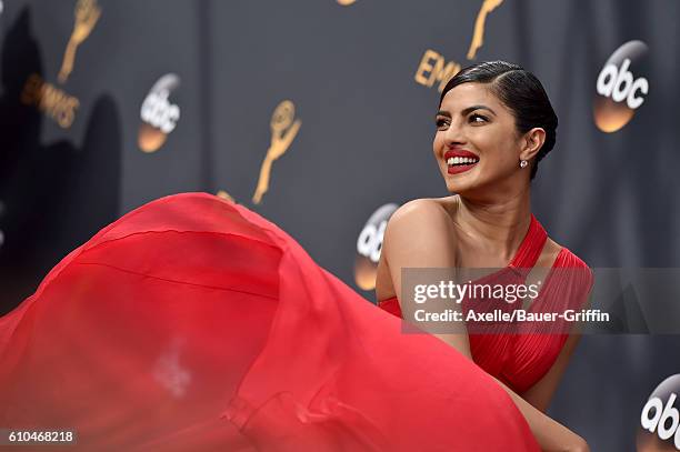Actress Priyanka Chopra arrives at the 68th Annual Primetime Emmy Awards at Microsoft Theater on September 18, 2016 in Los Angeles, California.