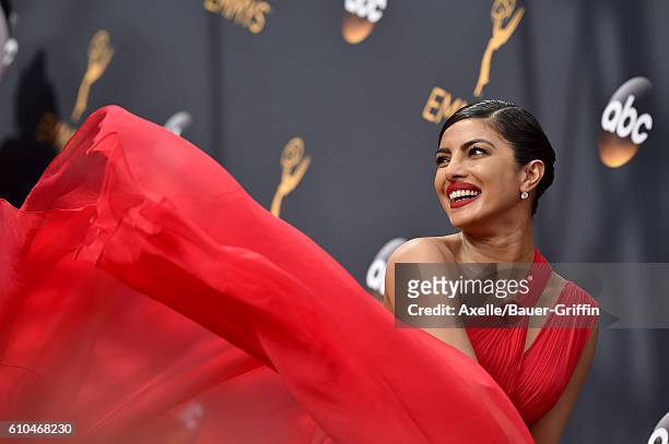 Actress Priyanka Chopra arrives at the 68th Annual Primetime Emmy Awards at Microsoft Theater on September 18, 2016 in Los Angeles, California.