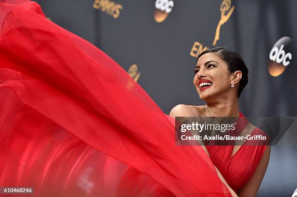 Actress Priyanka Chopra arrives at the 68th Annual Primetime Emmy Awards at Microsoft Theater on September 18, 2016 in Los Angeles, California.