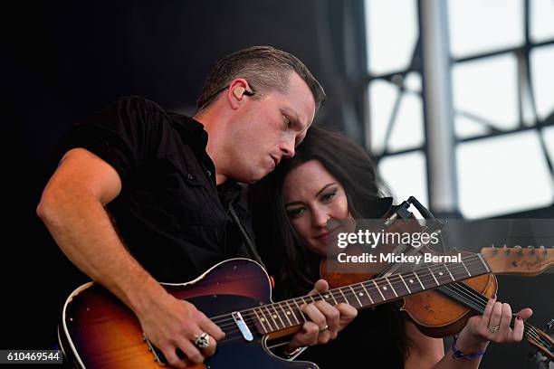 Jason Isbell and Amanda Shires perform onstage at the Pilgrimage Music & Cultural Festival - Day 2 on September 25, 2016 in Franklin, Tennessee.